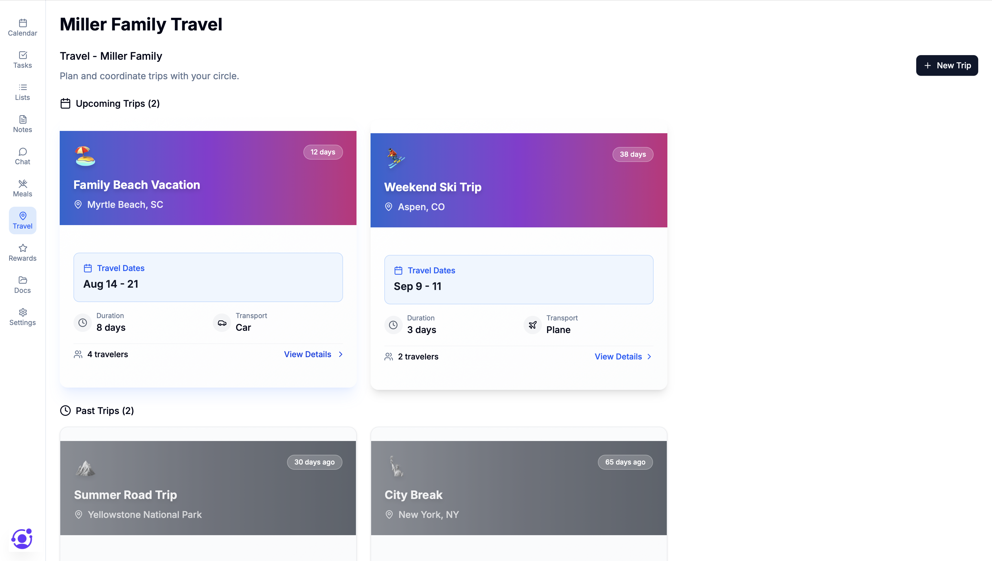 Circle travel planning with shared itinerary
